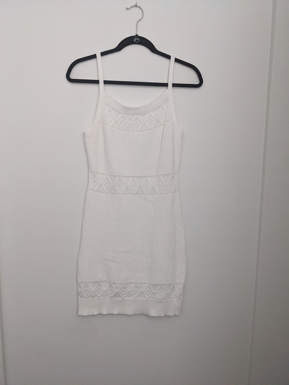 White Knit Spaghetti-Strap Dress